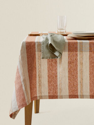 Big Striped Linen Tablecloth